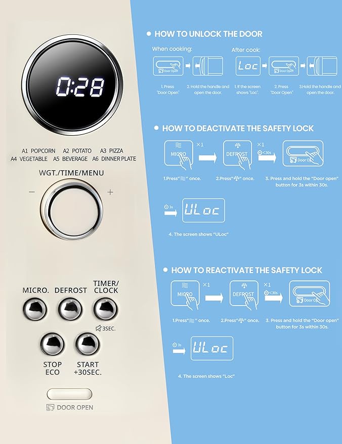 COMFEE Retro Ovens, Small 9 Preset Programs, 0.9 cu.ft Countertop Compact Microwaves with Multi-Stage Cooking, Mute Function, LED Digital, Apricot/900W, CMO-MMP02AA(at), Apricot