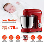 Stand Mixer, 5.5 Quart, 10 Speed Tilt-Head Food Mixer, Kitchen Electric Mixer with SS Bowl, Copper Motor, Beater, Dough Hook, SS Egg Whisk (450W Red)