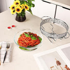 Casserole Dish 9"Glass Baking Dish with Stainless steel Lid and rack, Silver round 1.5 Qt Baking Pan For Casserole & Lasagna, Microwave Dishwasher Freezer Oven Safe