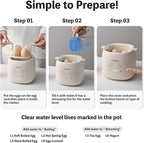 Electric Egg Cooker 6-in-1 with Auto Shut Off, Egg Steamer for Soft/Hard Boiled Eggs, Onsen Tamago, Tea Eggs, Custard, Yogurt Maker (BPA-Free Stainless Steel, Compact for Dorm/Keto Kitchen)