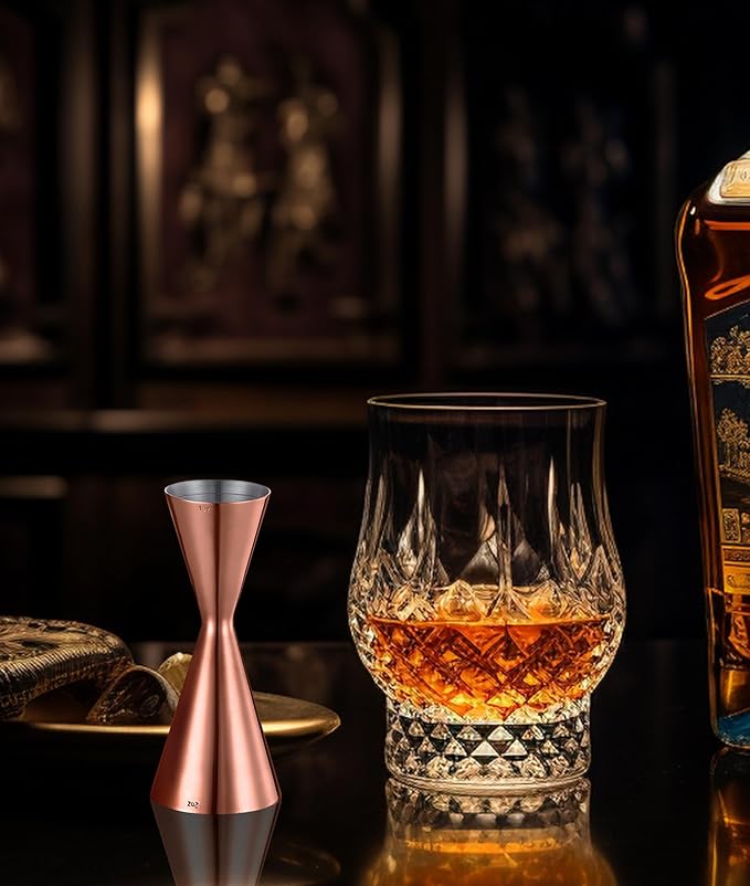 Slim Jigger for Bartending 8 Measurements Inside Cocktail Jigger 2 OZ 1 OZ Professional Duty Double Japanese Premium Food Grade Stainless Steel Bar Jigger Bartender Tool Accessories(Copper)