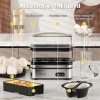 Rapid Egg Cooker Electric 12 Eggs Capacity, Soft, Medium, Hard Boiled, Poached, Omelet Maker Egg Poacher & Vegetable Steamer, BPA Free Tray