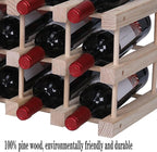Wine Rack Small countertop Cabinet Stackable Storage Wooden freestanding Floor Wine Holder (15 Bottles)