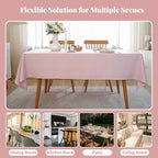 Laolitou Table Cloth Rectangle Linen Waterproof Textured Light Pink Tablecloth, Washable Wrinkle Free Spill Proof Fabric Tablecloths for Dining Table Farmhouse Kitchen Holiday, 60x104 Inch