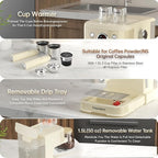 White Espresso Machine with Milk Frother, Cappuccino Machines for Home, Coffee Espresso Machine Suitable for Coffee Powder/NS Original Capsules, Espresso Maker with Thermometer