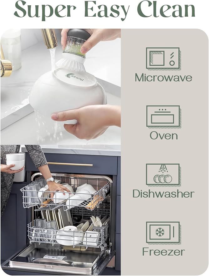 DOWAN 5.8" Deep Soup Bowls & Cereal Bowls - 30 Ounces Large Bowls Set of 4 for Kitchen - White Ceramic Bowls for Cereal, Soup, Oatmeal, Salad, Ramen, Noodle, Rice - Dishwasher & Oven Safe