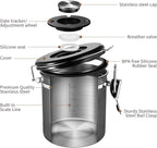 Veken Coffee Canister, Airtight Stainless Steel Kitchen Food Storage Container with Date Tracker and Scoop for Beans, Grounds, Tea, Flour, Cereal, Sugar, Cookies Jars, 16OZ Gray
