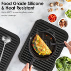 Silicone Trivets for Hot Pots and Pans, 4 Pack Heat Resistant Pot Holders for kitchen, Large Silicone Trivet Mat for Hot Dishes, Black Hot Pads for Kitchen Counter, Hot Mats Spoon Rest, 9 * 12 Inches