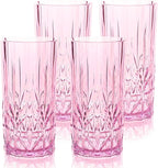 BELLAFORTE Shatterproof Tritan Tall Tumbler, Set of 4, 18oz - Myrtle Beach Drinking Glasses - Unbreakable Plastic Drinking Glasses for Gifting, Parties, New Year - BPA Free - Dishwasher Safe - Pink