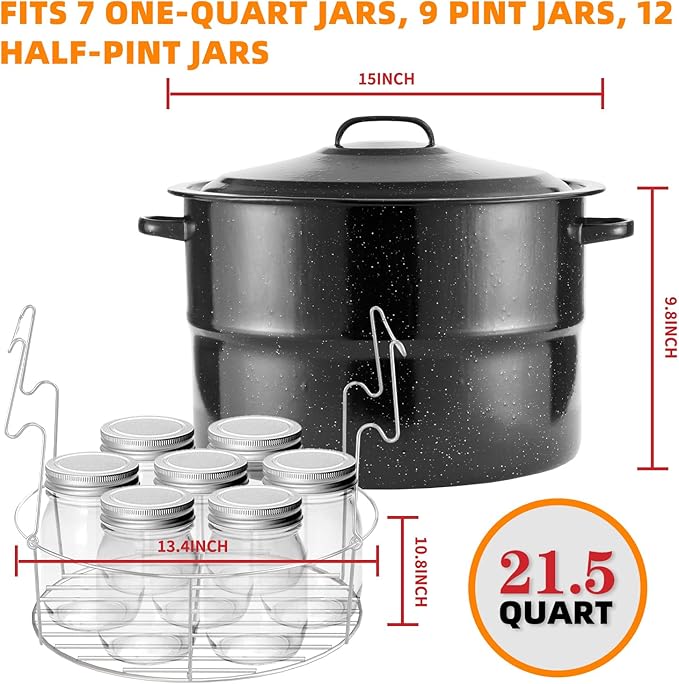 Canning Pot, 21.5QT Water Bath Canning Pot with Rack and Lid, Stainless Steel Canning Rack, Canning Starter Kit for Beginner, for Home, by Kendane.