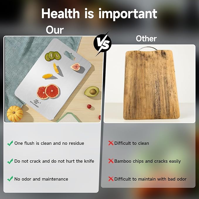 Titanium Cutting Board for Kitchen, No Toxic Double Sided Pure Titanium Cutting Boards for Kitchen, Easy to Clean, Meat, Fruit, Vegetables Chopping Board (18''L x 12''W)