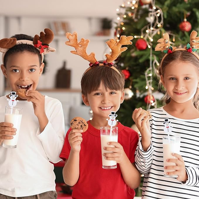 30 Pcs Christmas Drink Stirrers Xmas Stir Stick Holiday Coffee Swizzle Stick Reusable Plastic Hot Cocoa Bar Chocolate Decoration Cocktail Mixer(Snowman,Lovely Color)