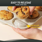 2 Pack 12 Cups Silicone Muffin Pan with Metal Reinforced Frame Regular Size Silicone Molds Cupcake Cake Baking Pans Cookie Baking Chocoflan Cupcake Mold Not Stainless Steel Ceramic Aluminum