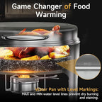 Chafing Dishes for Buffet, 6QT Round Stainless Steel Chafing Dish with Transparent Hydraulic Lid, 304 Food Pan, Buffet Warmer for Parties and Events (Silver)