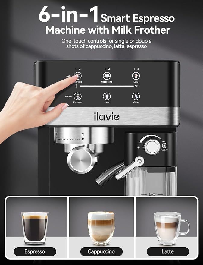 Espresso Machine with Detachable Milk reservoir, Cappuccino Latte Coffee Espresso Maker, 20 Bar High Pressure Super Automatic Espresso Coffee machine