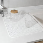 Silicone Dish Drying Mat for Multiple Usage,Easy clean,Eco-friendly,Heat-resistant Silicone Mat for Kitchen Counter or Sink,Refrigerator or Drawer Liner White XL 18 inches x 16 inches
