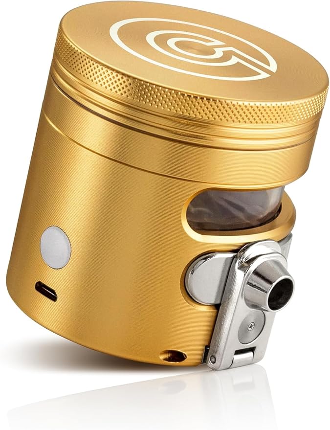 MANUAL Grinder AUTOMATIC Dispenser Large 2.5" Aluminum Alloy, for HOME & KITCHEN ONLY (Gold)
