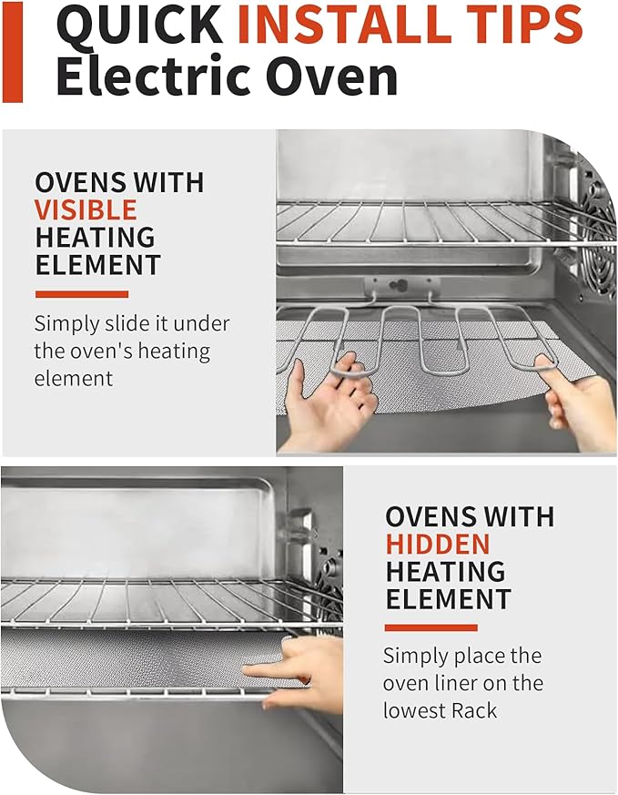 Oven Liners for Bottom of Oven - 2 Pack Large Heavy Duty Oven Mats, 17"x 25" Reusable Matt Liner for Electric, Gas, Toaster Ovens & Grills, BPA & PFOA Free, Kitchen Essentials, Silver