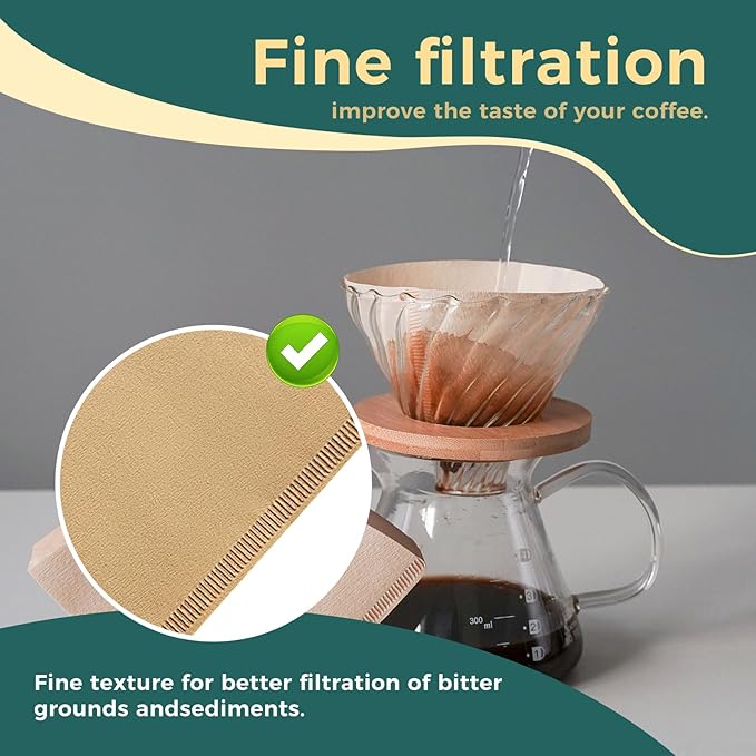 Cone Coffee Filter Papers, V02 Size, 100-Count Pack for Pour Over Coffee Makers (V01)