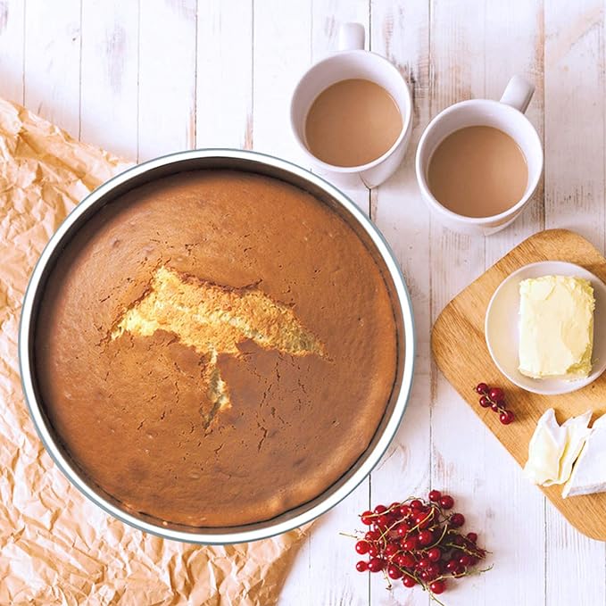 E-far 11 Inch Cake Pan Set of 3, Stainless Steel Round Cake Baking Pans, Non-Toxic & Healthy, Mirror Finish & Dishwasher Safe