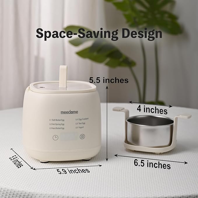 Electric Egg Cooker 6-in-1 with Auto Shut Off, Egg Steamer for Soft/Hard Boiled Eggs, Onsen Tamago, Tea Eggs, Custard, Yogurt Maker (BPA-Free Stainless Steel, Compact for Dorm/Keto Kitchen)