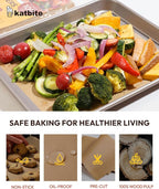 Katbite Air Fryer Disposable Paper Liners 100 Pcs, 9x11 Inch, Oil Resistant & Easy Clean, Non-stick Rectangular Paper Sheets Basket Liner for Toaster Oven Xl Air Fryer