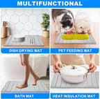 Large Stone Dish Drying Mat for Kitchen Counter,24"(L)×16"(W),Collapsible Quick Dry Dish Drying Mat,Diatomaceous Earth Mats for Cutlery, Pots and Bottles,Match Any Countertop