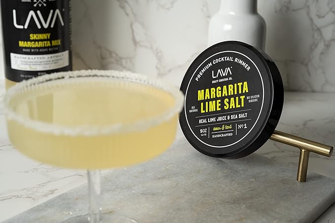 LAVA Premium Margarita Lime Sea Salt Cocktail Rimmer, All Natural Margarita Rimmer Sea Salt Rocks, Real Lime, Tart & Sour, No Silicon Dioxide, with Easy Screw-On Lid - 6oz