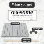 Large Stone Drying Mat for Kitchen Counter, Ultra-Absorbent & Quick Drying, Foldable Diatomaceous Earth Dish Drying Mat, Durable & Non-slip Stone Dish Drying Mat for Dishes & Utensils, 24"×16"