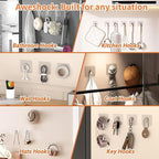 Shower Hooks for Inside Shower, 20 Packs Wall Hangers Without Nails,Adhesive Wall Hooks 13 lbs Load Max, Bathroom WallSticky for Hanging Towels