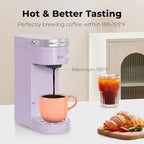 CHULUX Slim Single Serve Coffee Maker for K Pods, One Cup Coffee Maker Fits 7.3" Travel Mugs, Coffee Machine with 6 to 12oz Brew Sizes, Lavender