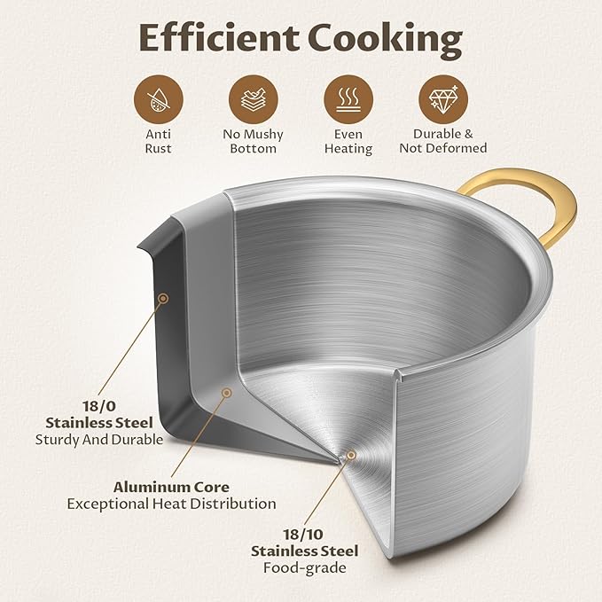 BEZIA 6 Quart Tri-Ply Stainless Steel Stockpot，Even Heat Distribution, Cooking Pot With Sturdy Handles, Oven-Safe Up to 500°F, Compatible with All Cooktops, Perfect for Soups & Stews, Silver