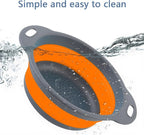 Silicone Colander Collapsible Strainers Set for Kitchen- 2 Pack (3Qt, 4Qt) -Over Home Draining Basket, Food Vegetables & Fruits-Dishwasher Safe, Space Saving Design (Orange)