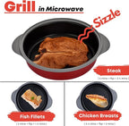 MACONEE Microwave Frying Pan Skillet, Grill & Crisper Pan with Lid Allows You to Fry, Sizzle, and Brown Foods in the Microwave, Micro Cookware for Grilling, Reheating, and Cooking a Variety of Dishes