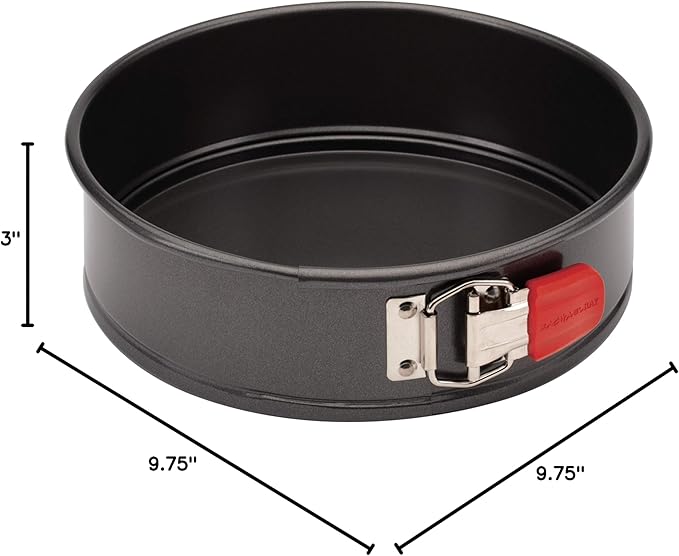 Rachael Ray Oven Lovin' Nonstick Bakeware Springform Baking Pan With Grips / Nonstick Springform Cake Pan With Grips / Nonstick Cheesecake Pan With Grips, Round - 9 Inch, Gray