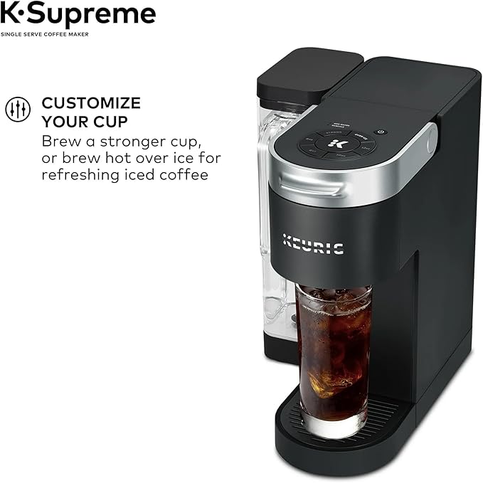 Keeurig KSupreme Single Serve KCup Pod Coffee Maker with MultiStream Technology, Strong Brew and Over Ice, 66 oz Dual‑Position Reservoir