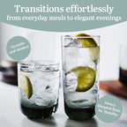 Libbey Polaris Tumbler and Rocks Glass Set, Smoke Hue Drinkware Glasses Set, Lead-Free Tall Water Glasses with Modern Clean Lines, Dishwasher Safe Drinking Glasses Set of 16