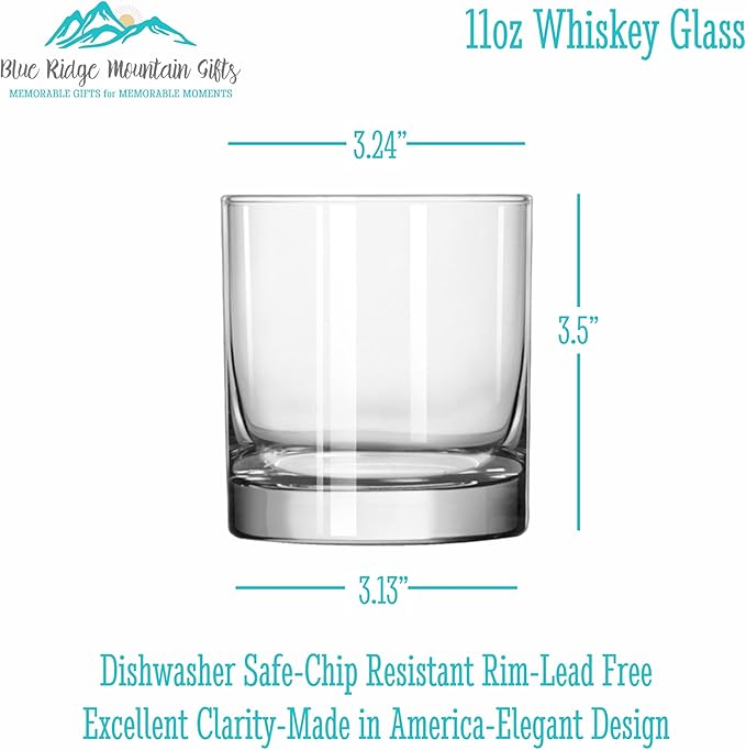 Blue Ridge Mountain Gifts 11 oz Engraved Whiskey Glass – Personalized Groomsmen Gift – Custom Etched Glass for Best Man & Wedding Party – Heavy Base, Groomsman Gifts (1)