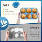 2 Pack 6 Cups Jumbo Muffin Pan with Metal Reinforced Frame Silicone Molds Cupcake Cake Baking Pans Oven Safe Silicone Molds Cookie Muffin Pan Tin Best Baking Sheets Non Toxic Clearance