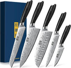 5 Pieces Knife Set, Professional Powder Steel Chef Knife Set, Ultra Sharp Japanese Kitchen Knives Set with Ergonomic Pakkawood Handle
