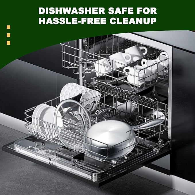 EWFEN 12 Inch Tri-Ply Stainless Steel Frying Pan, Compatible with All Cooktops Up to 600℉, Large Frying Pan with lids, Induction-Ready Skillet, Dishwasher and Oven Safe, Fast & Even Heat, Heavy Duty