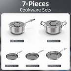 COOKER KING Stainless Steel Cookware Set, Pots and Pans Set Non Stick, Hybrid Ceramic Cookware, Frying Pans, Saucepans & Stock Pot with Glass Lid, Non-Toxic, Oven Safe, Induction Compatible