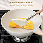 12Pcs Non-Stick Pots and Pans Set, White Granite Induction Cookware Set, Non-Toxic Healthy NonStick Kitchen Cooking Set with Pans Set, Soup Pot (No PFAS/PFOA/PFOS)