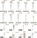 E-far Silicone Cooking Utensils Set, 30 Pcs Heat Resistant Kitchen Utensils with Stainless Steel Handle, Heat Resistant Kitchen Spatulas Turner Tong Spoon Whisk Ladle for Nonstick Cookware, Khaki