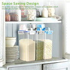 Rice Airtight Storage Container, 3 to 5Lbs Cereal Dry Food Flour Bin, Pet Dog Cat Food Dispenser with Measuring Cup, BPA Free Clear Plastic Kitchen and Pantry Organization Bin for Sugar, Pasta