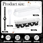 Tioncy 50 Pcs Halloween Mini Black Pink Loaf Pans with Lids Spoons Sticker Star Ghost 6.8oz Disposable Rectangle Aluminum Foil Baking Pans Muffin Cupcake Cups for Picnics Birthday Halloween Party