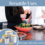 White Kitchen Canisters Set with Bamboo Lids, Airtight Sugar, Flour, Coffee, Cookie Storage Canister Sets for kitchen Countertop, Farmhouse kitchen decor, 4 Pack