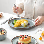 vancasso PLAYA Plates and Bowls Sets, 12 Pieces Light-Blue Dinnerware Sets for Kitchen, Reactive Glaze Dishes Set for 4, Dishwasher and Microwave Safe