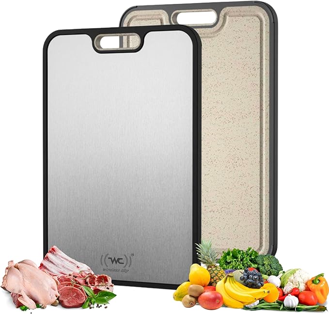 Titanium Cutting Board for Kitchen – Double-Sided Chopping Board, Premium Titanium and Wheat Straw PP, Durable Food Grade, Easy to Clean, 16”×10”×1” Large