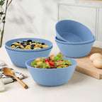 Homienly Alternatives Plastic Bowls - 36oz Cereal & Soup Bowls, Set of 6, Microwave & Dishwasher Safe, Sky Blue